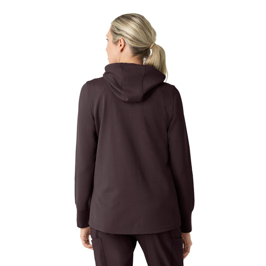 Layers C82008 Women's Full Zip Waffle Hoodie Dark Sepia