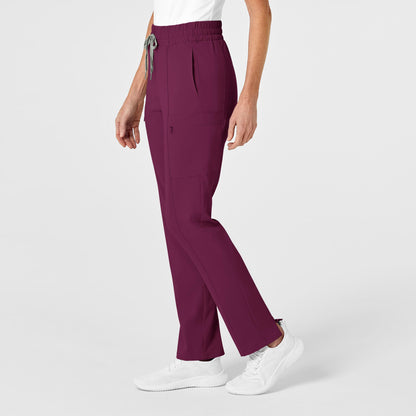 RENEW 5334 High Waist Slim Leg Scrub Pants Wine Model Image Right Side | Wink