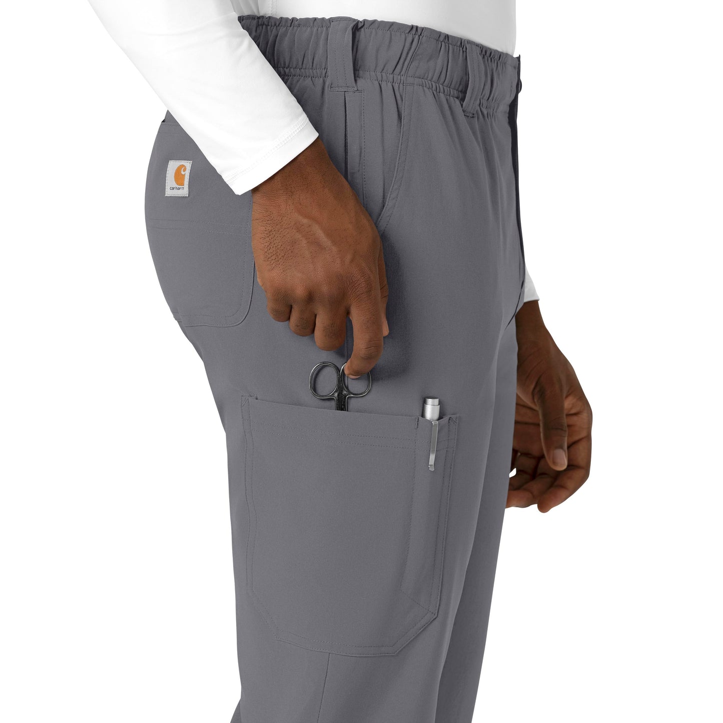 Force Cross-Flex C56410 Men's Straight Leg Scrub Pant Pewter Model Image Alternate | Carhartt