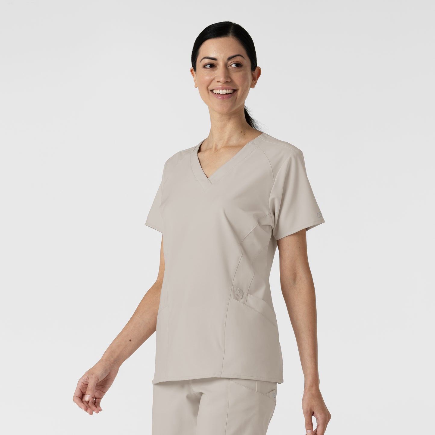 W123 6155 Stylized V-Neck Scrub Top Cloud Model Image Right Side | Wink