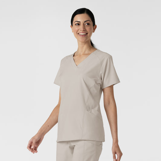 W123 6155 Stylized V-Neck Scrub Top Cloud Model Image Right Side | Wink