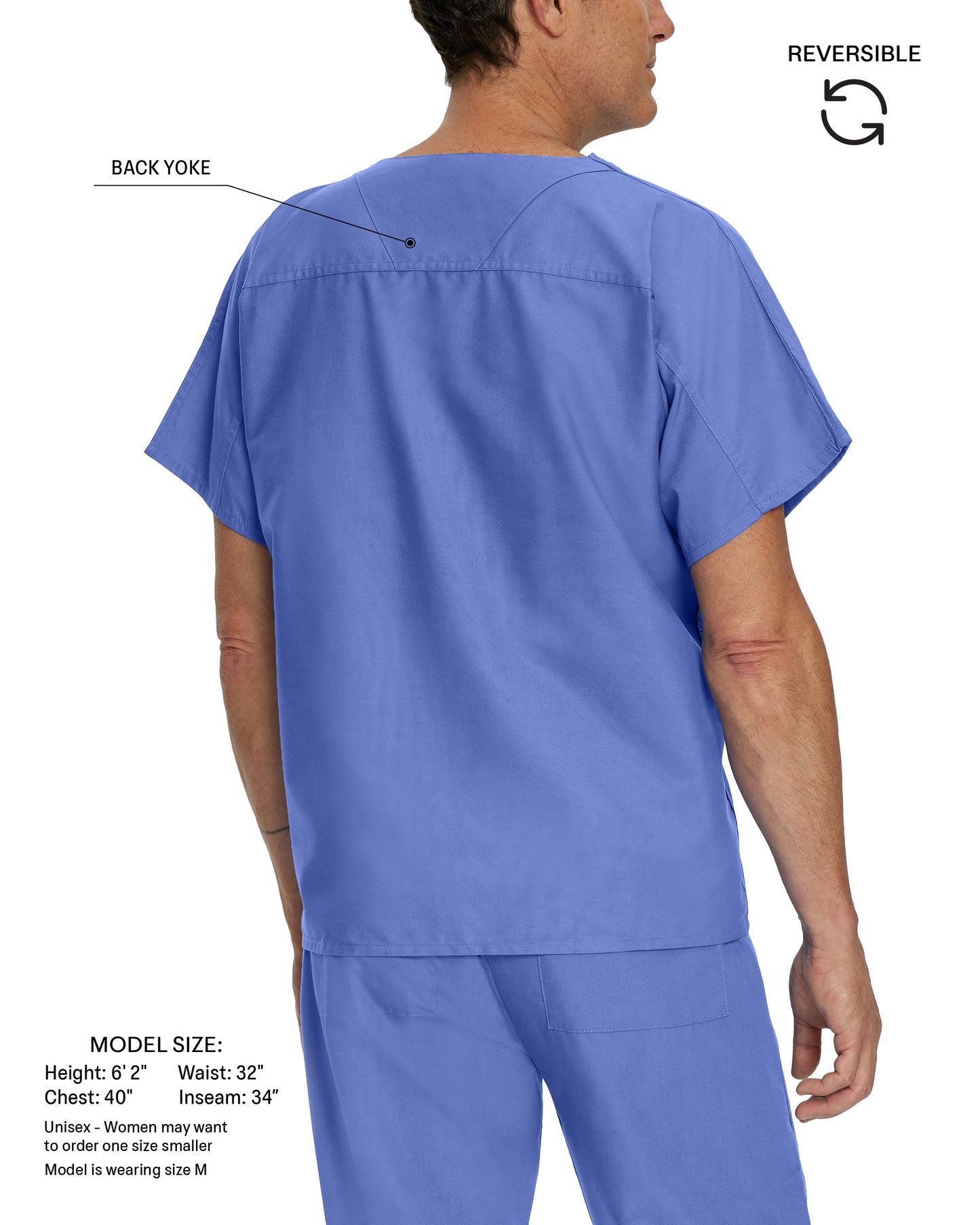 Essentials 7502 Unisex Reversible 1 Pocket V Neck Scrub Top Royal Blue Image