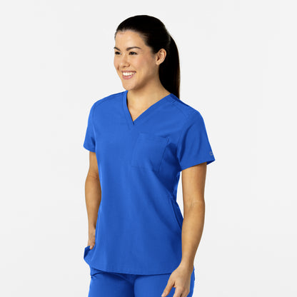 W123 6045 Flex-n-Reach V-Neck Scrub Top Royal Model Image Right Side | Wink