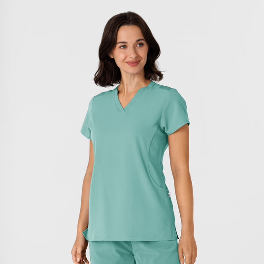 Nova 6432 Flex-n-Reach V-Neck Scrub Top Turquoise Model Image Right Side | Wink