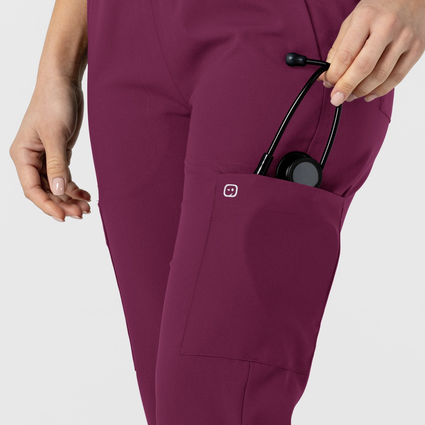 W123 5045 Flex-n-Reach Track Scrub Pants Wine Model Image Alternate | Wink