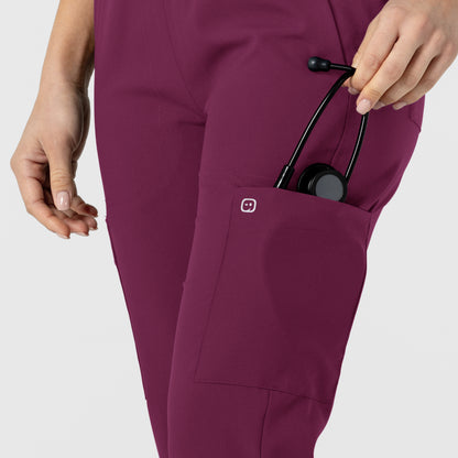 W123 5045 Flex-n-Reach Track Scrub Pants Wine Model Image Alternate | Wink