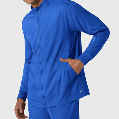 Boundless 8351 Men's Warm Up Scrub Jacket Royal Model Image Left Side | Wink