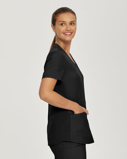 Forward LT100 Women's 3 Pocket V Neck Scrub Top Black Image