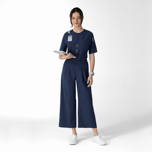 RENEW 6354 Women's Tuck-In Henley Scrub Top Navy