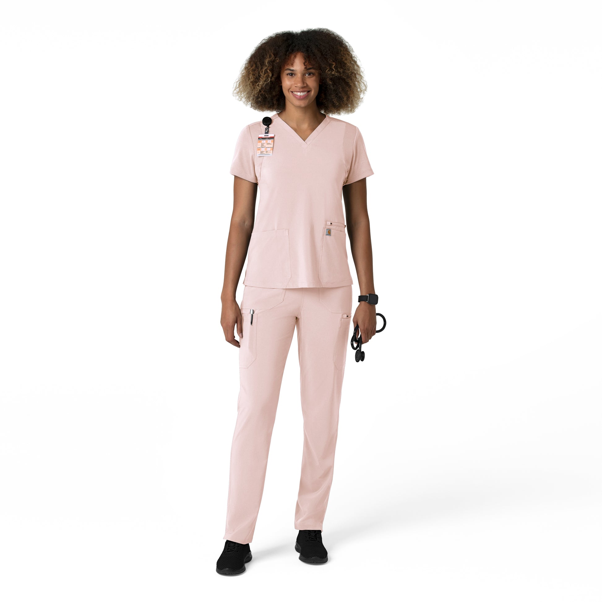 Force Cross-Flex C53210 Women's Straight Leg Cargo Scrub Pants Soft Rose
