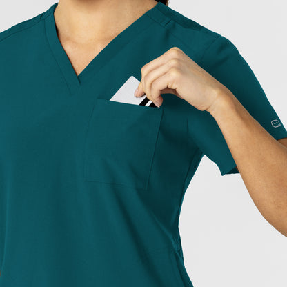 W123 6045 Flex-n-Reach V-Neck Scrub Top Caribbean Model Image Alternate | Wink