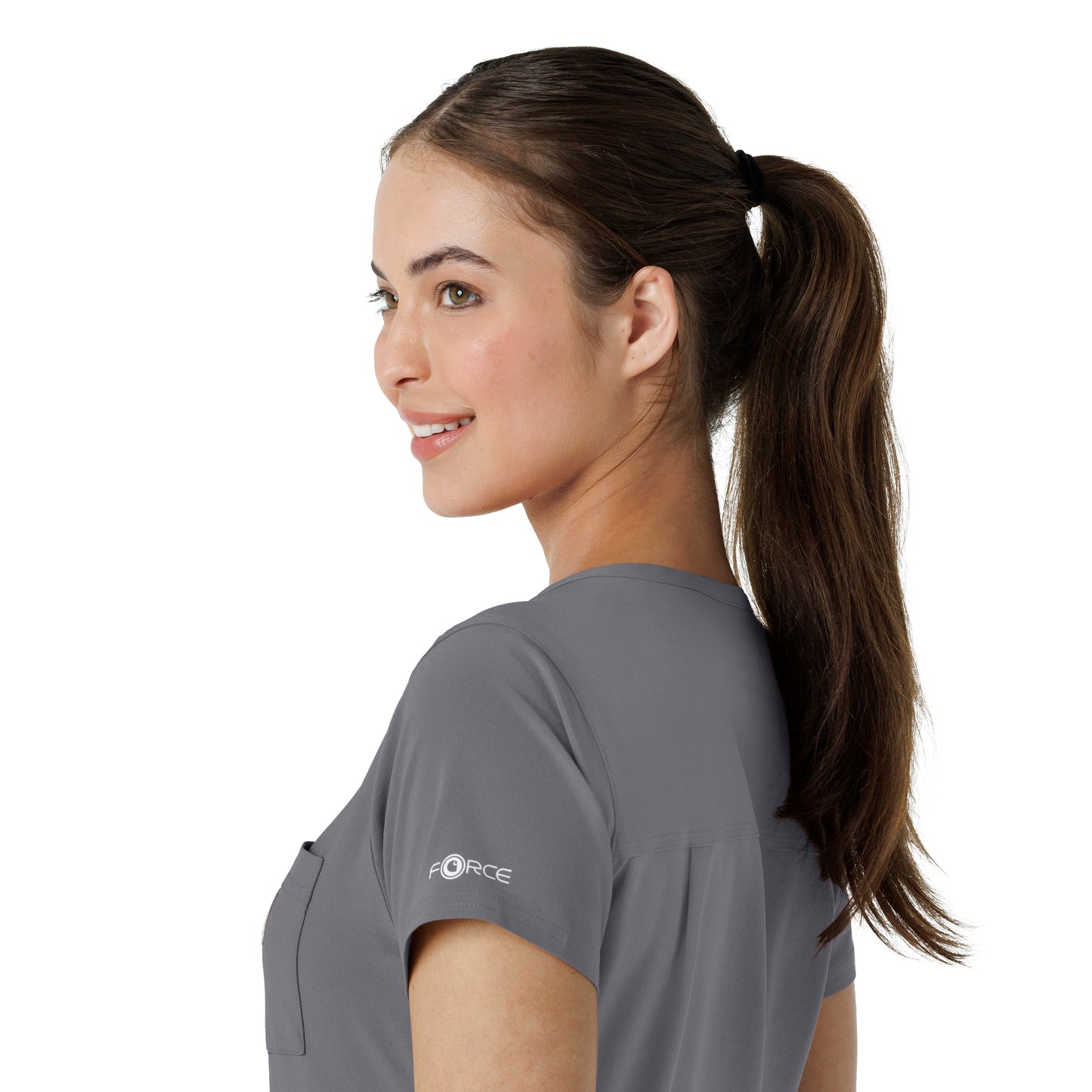 Force Cross-Flex C13410 Tuck-In Scrub Top Pewter Model Image Alternate | Carhartt