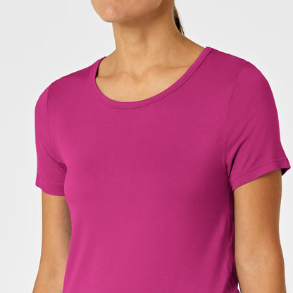 Layers 2209 Silky Knit Short Sleeve Tee Hot Pink Model Image Left Side | Wink