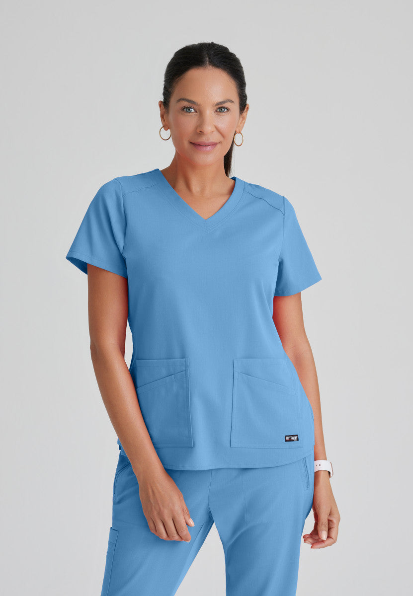 Greys Anatomy Stretch GRST011 Emma Scrub Top Ciel Blue