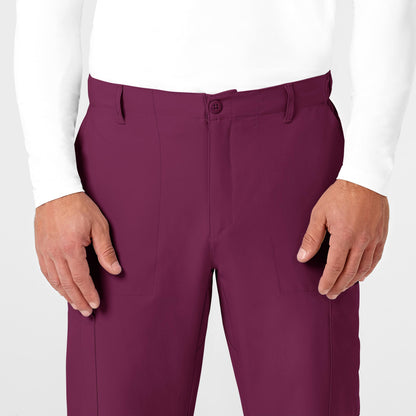 W123 5355 Men's Flat Front Cargo Scrub Pants Wine Model Image Left Side | Wink