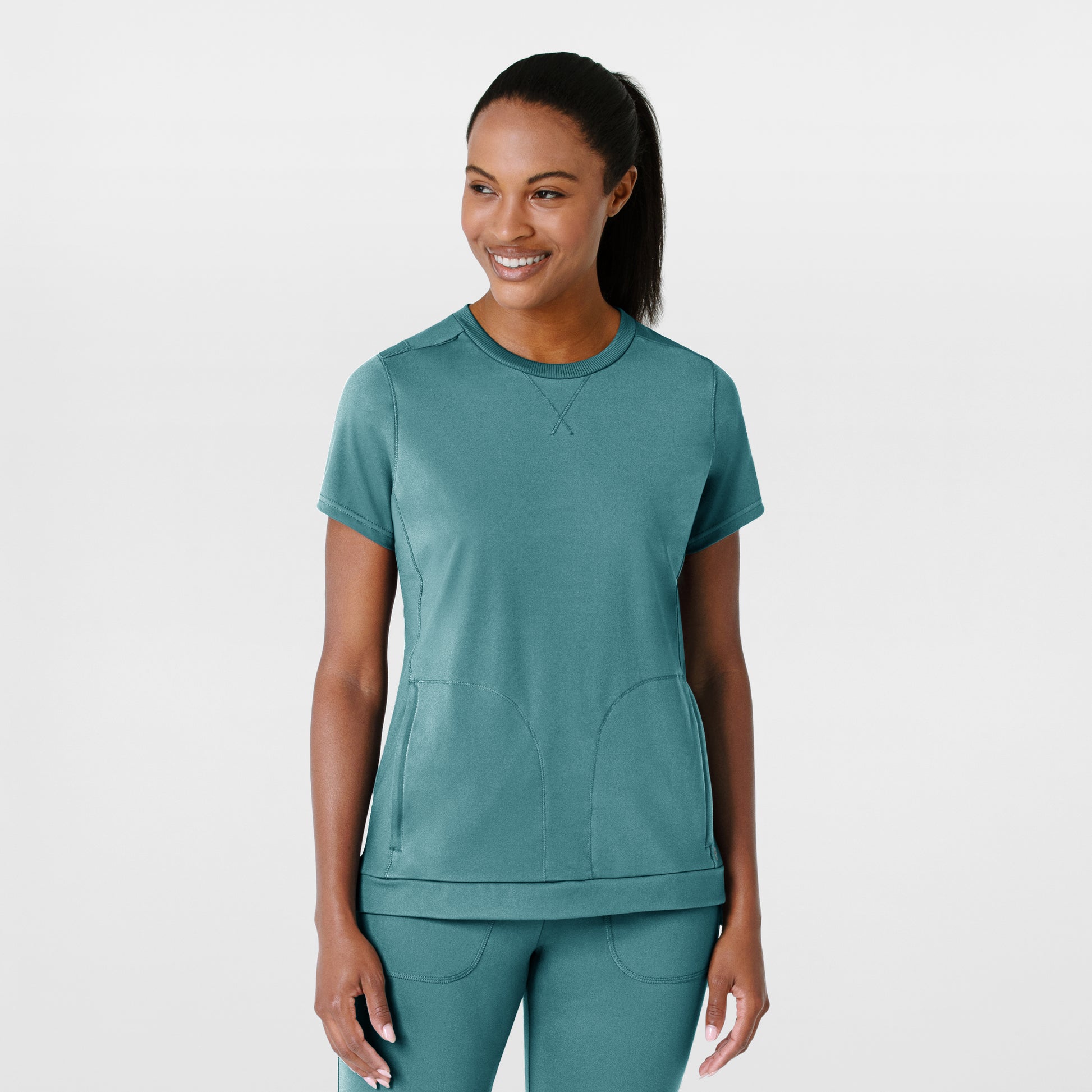 RENEW Knit 6359 Women's Flex-n-Reach Crew Neck Scrub Top Vintage Teal