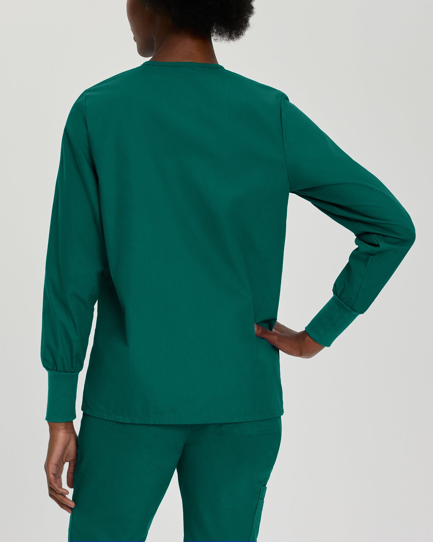 Essentials 7525 Women's 4 Pocket Warm Up Scrub Jacket Hunter Green Image