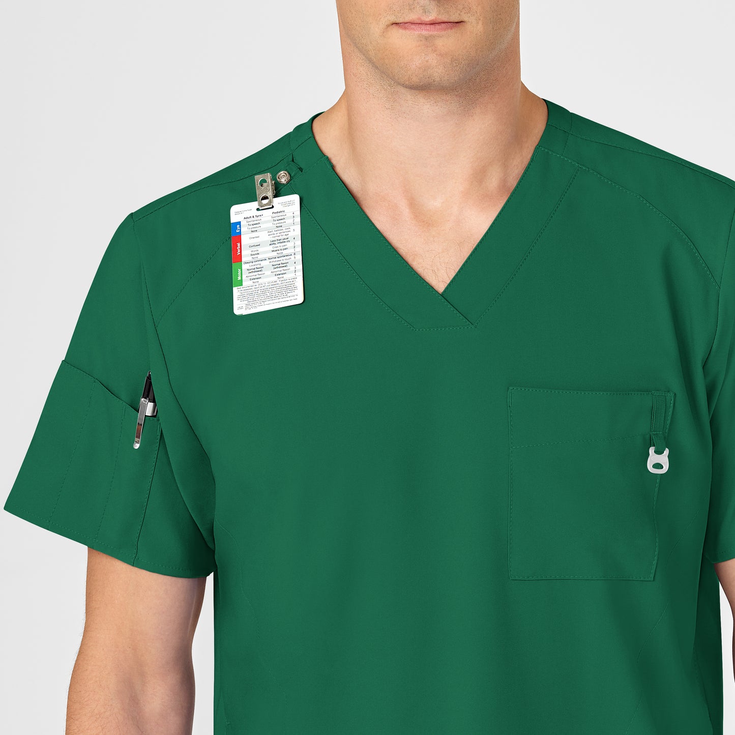 W123 6355 Men's V-Neck Scrub Top Hunter Model Image Alternate | Wink