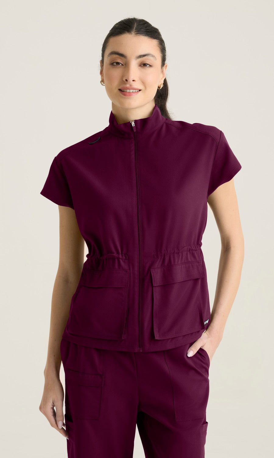 Grey's Anatomy Stretch GRST324 Nina Top Wine - front