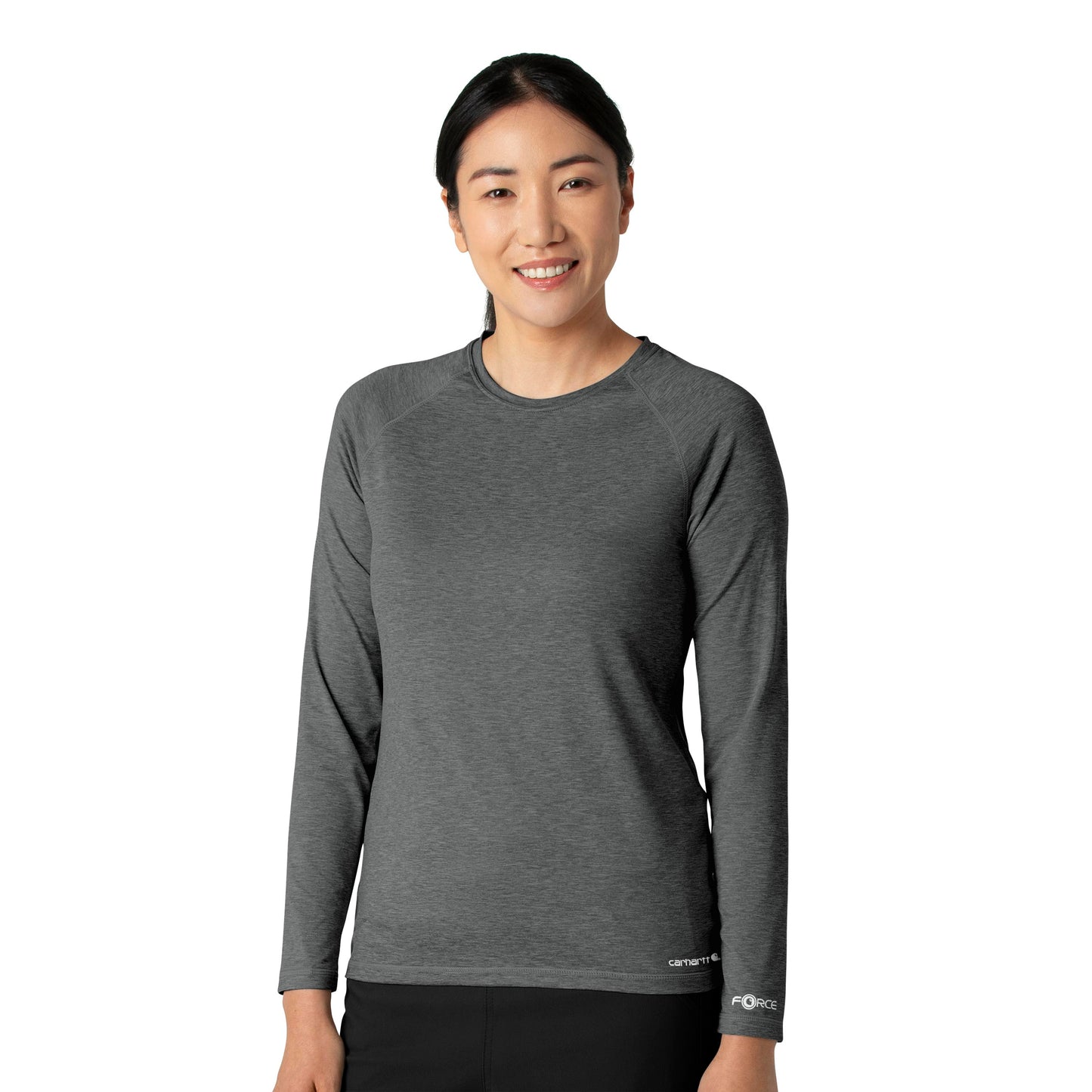 Force Sub-Scrubs C31009 Performance Long Sleeve Tee Pewter Heather Model Image Right Side | Carhartt