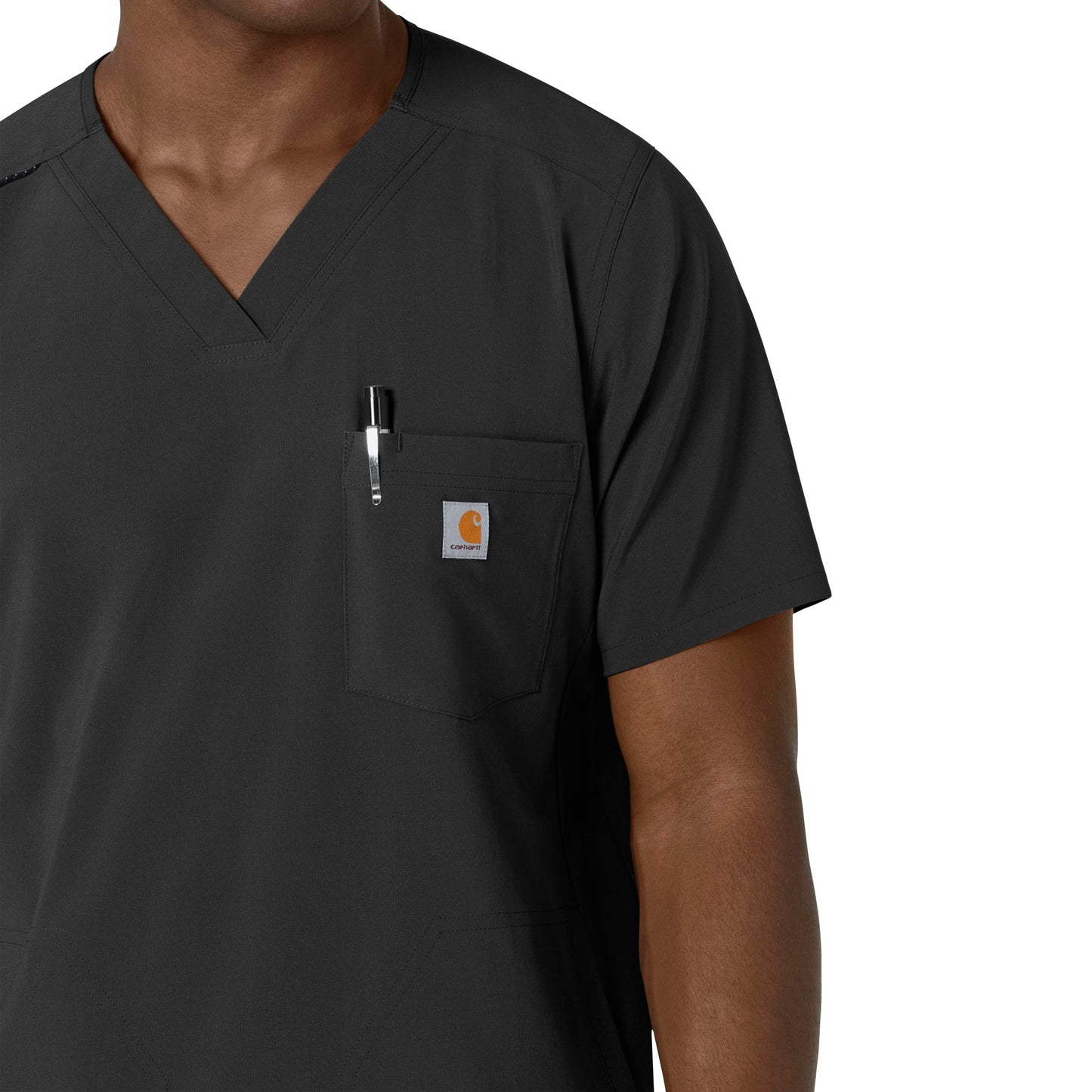 Force Cross-Flex C16410 Men's V-Neck Scrub Top Black Model Image Alternate | Carhartt