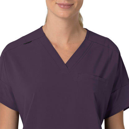 Force Cross-Flex C13110 Oversized V-Neck Scrub Top Black Plum Model Image Left Side | Carhartt