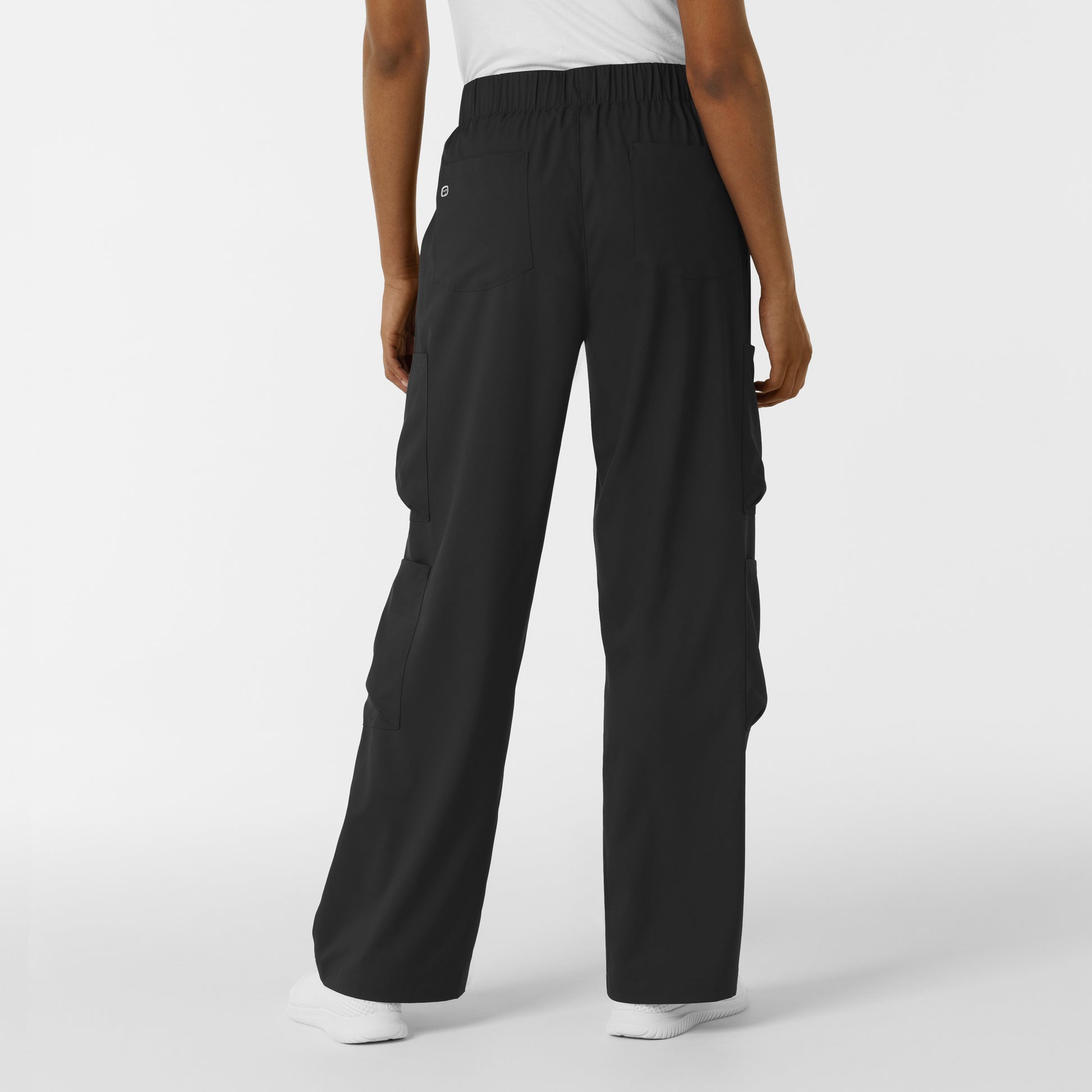 Boundless 5451 Women's Classic Wide Leg Cargo Scrub Pants Black