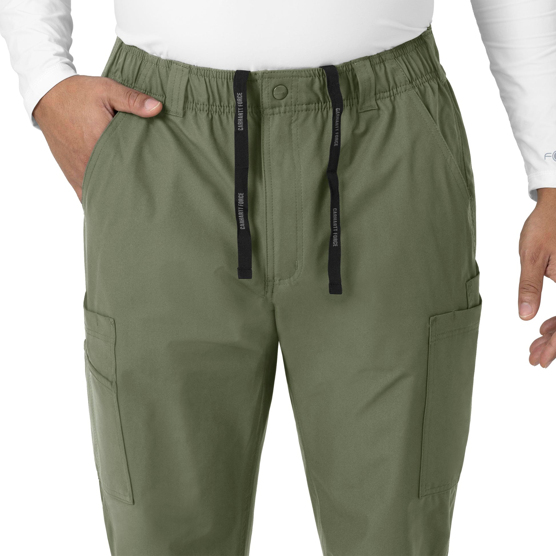 Force Essentials C56113 Men's Straight Leg Cargo Scrub Pants Olive Model Image Alternate | Carhartt