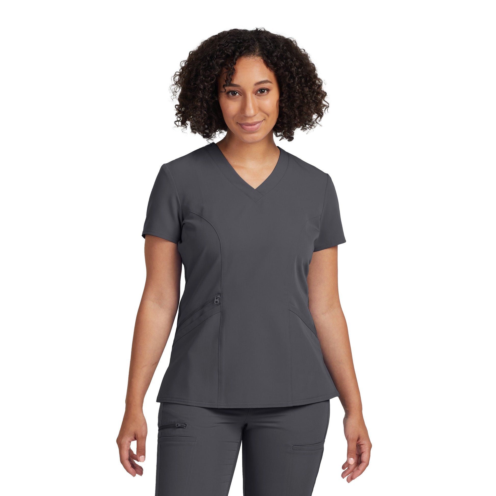 V-Tess WT134 Women's 3 Pocket V Neck Scrub Top Dark Pewter Image