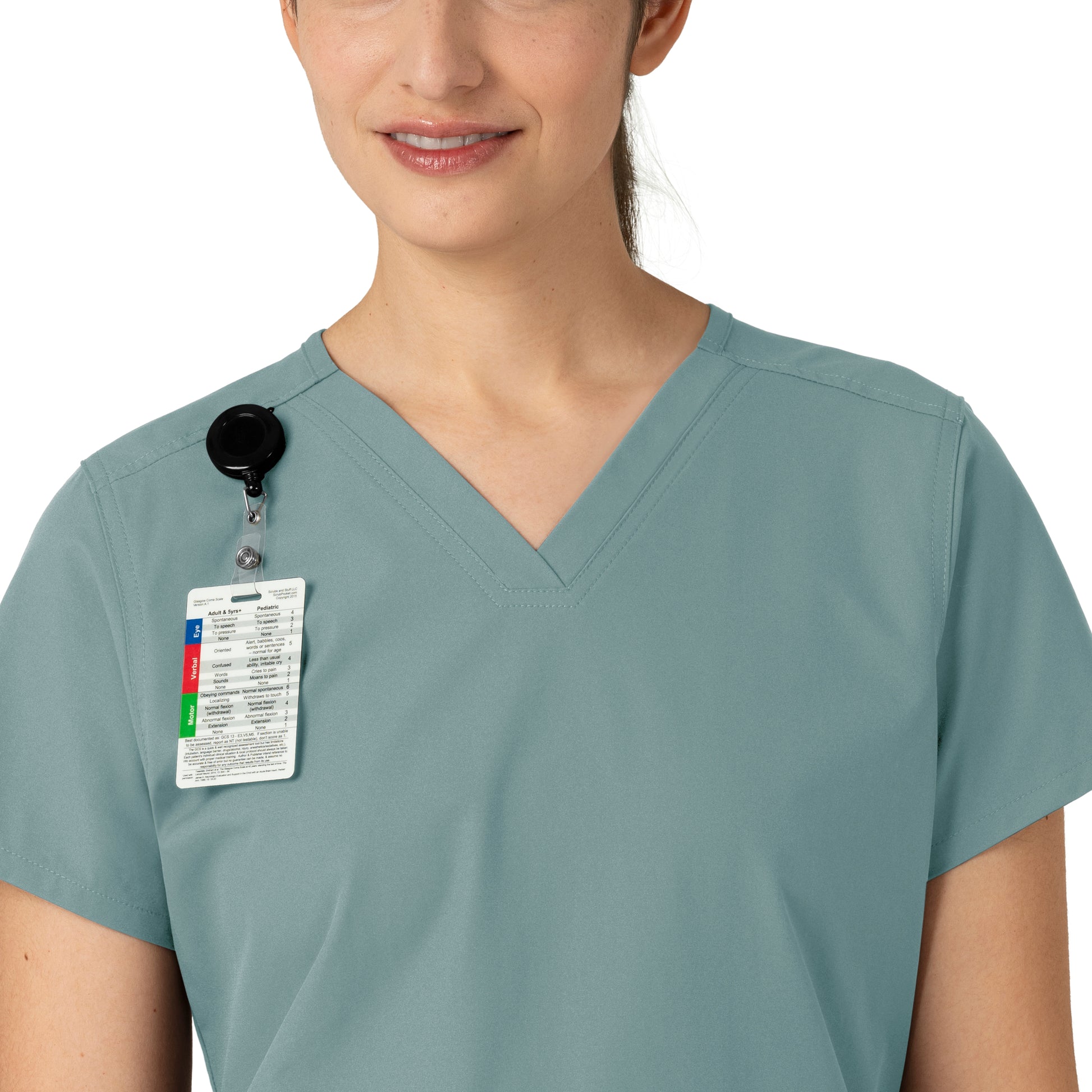 Force Essentials C12113 V-Neck Scrub Top Summer Blue Model Image Alternate | Carhartt