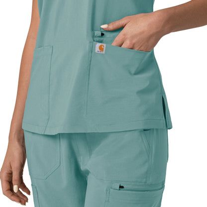 Force Cross-Flex C13210 Flex Panel V-Neck Scrub Top Summer Blue Model Image Alternate | Carhartt