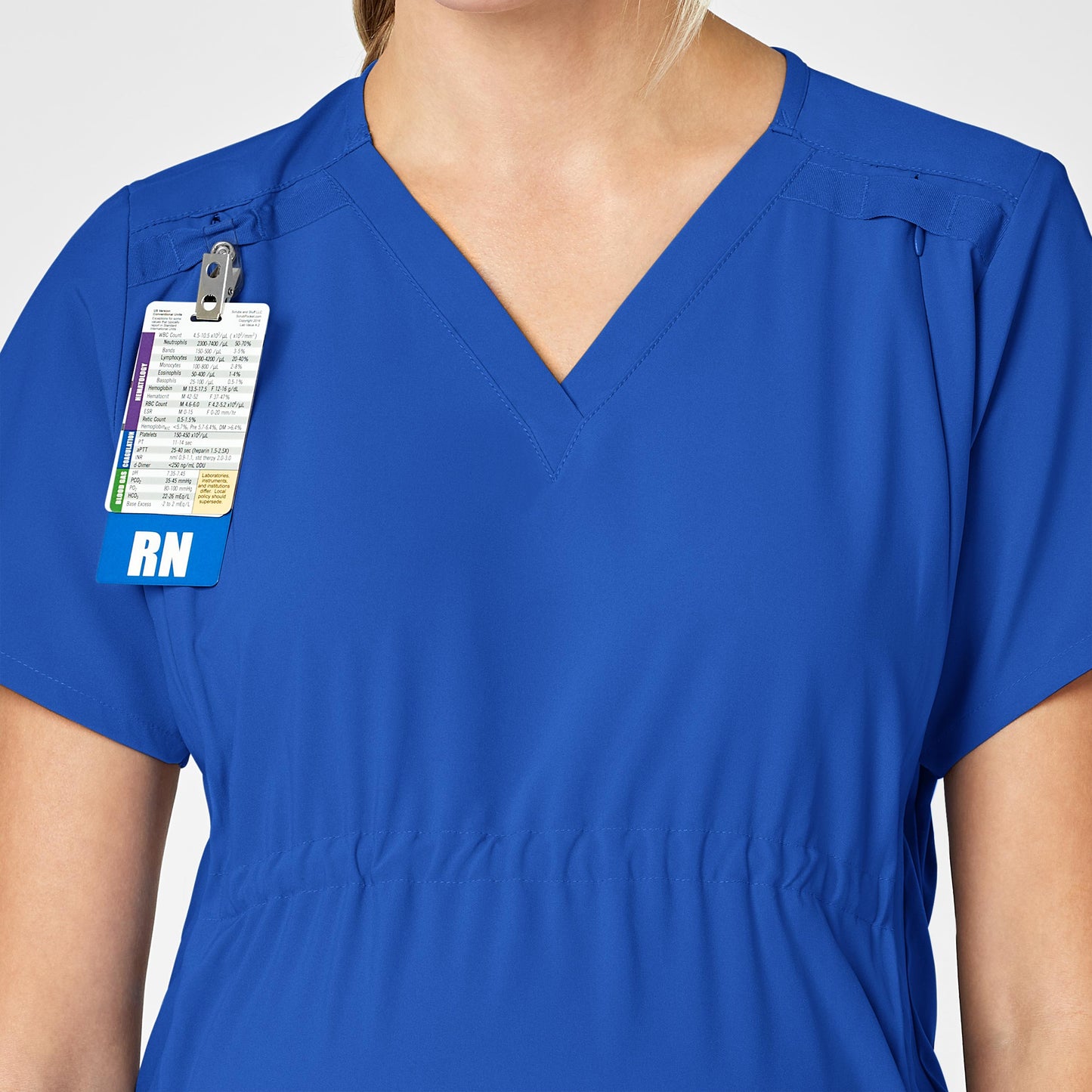 W123 4555 Maternity V-Neck Scrub Top Royal Model Image Left Side | Wink