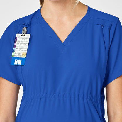 W123 4555 Maternity V-Neck Scrub Top Royal Model Image Left Side | Wink