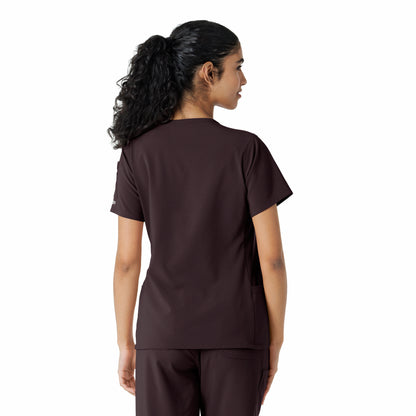 Force Cross-Flex C13310 Women's Knit Panel Scrub Top Dark Sepia