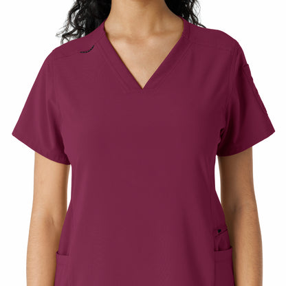 Force Cross-Flex C13310 Knit Panel Scrub Top Wine Model Image Left Side | Carhartt