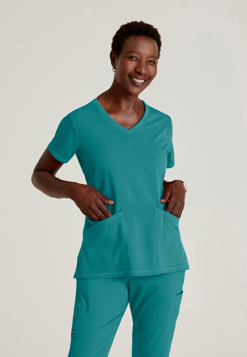 Greys Anatomy Stretch GRST045 Serena Scrub Top Teal