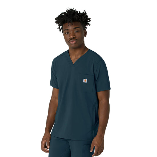 Force Cross-Flex C16410 Men's V-Neck Scrub Top Navy Model Image Right Side | Carhartt