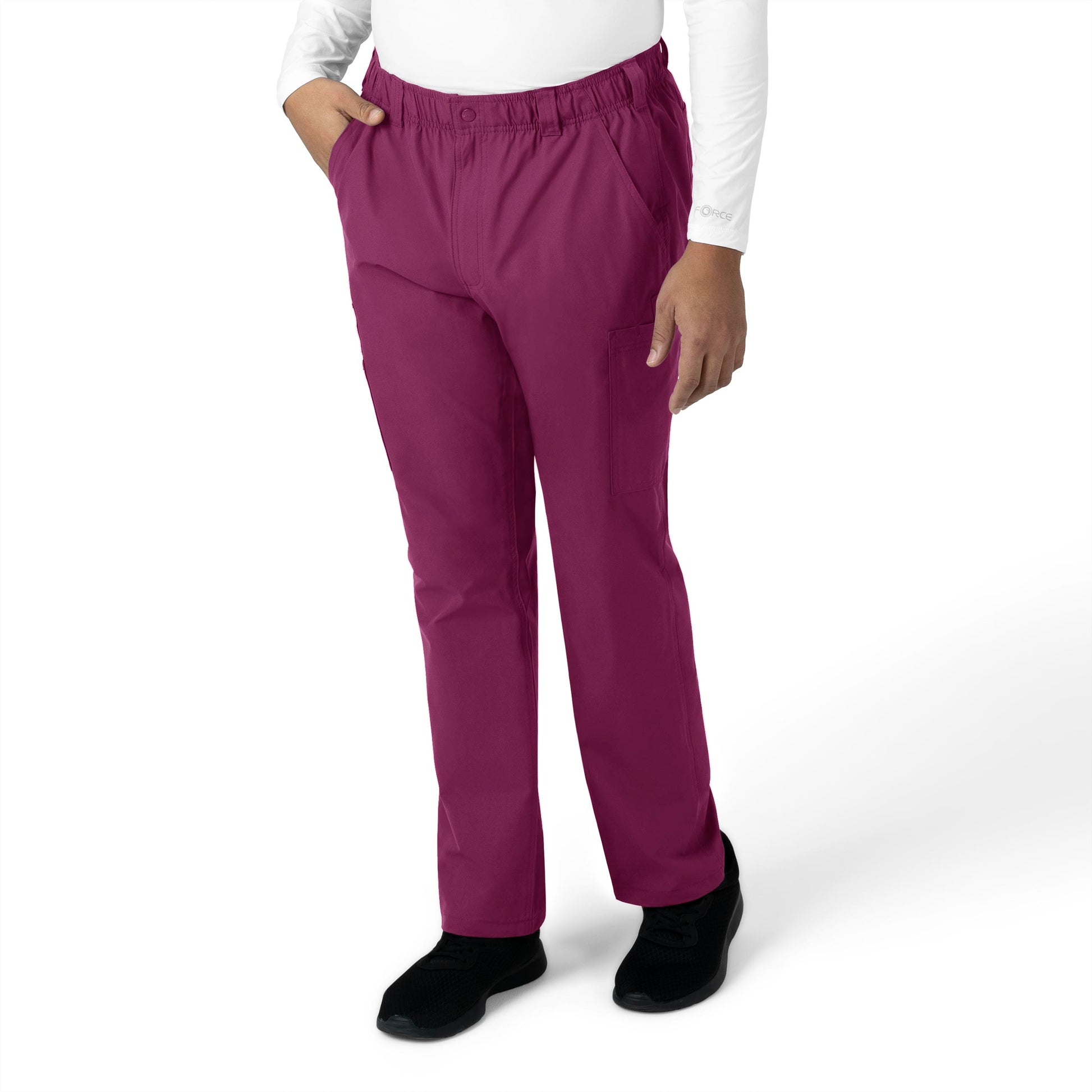 Force Essentials C56113 Men's Straight Leg Cargo Scrub Pants Wine Model Image Right Side | Carhartt