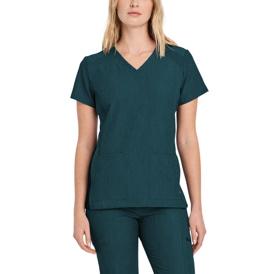 V-Tess 950 Women's 4 Pocket V Neck Scrub Top Caribbean Image