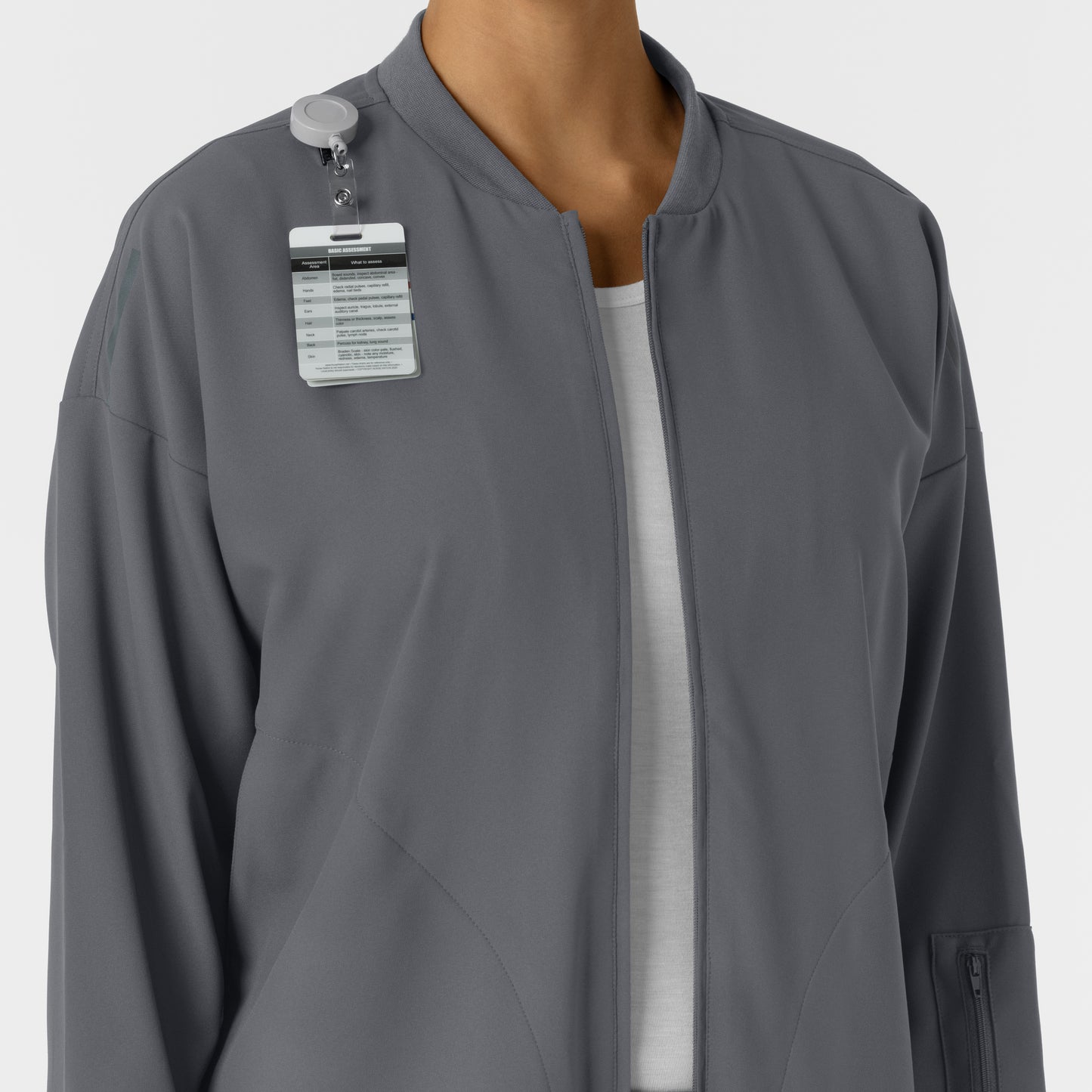 Layers 8066 Bomber Scrub Jacket Pewter Model Image Alternate | Wink