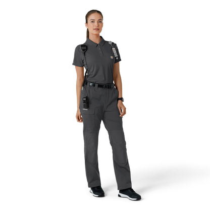 Rugged Flex C12119 Women's Lightweight Short Sleeve Polo Scrub Top Pewter