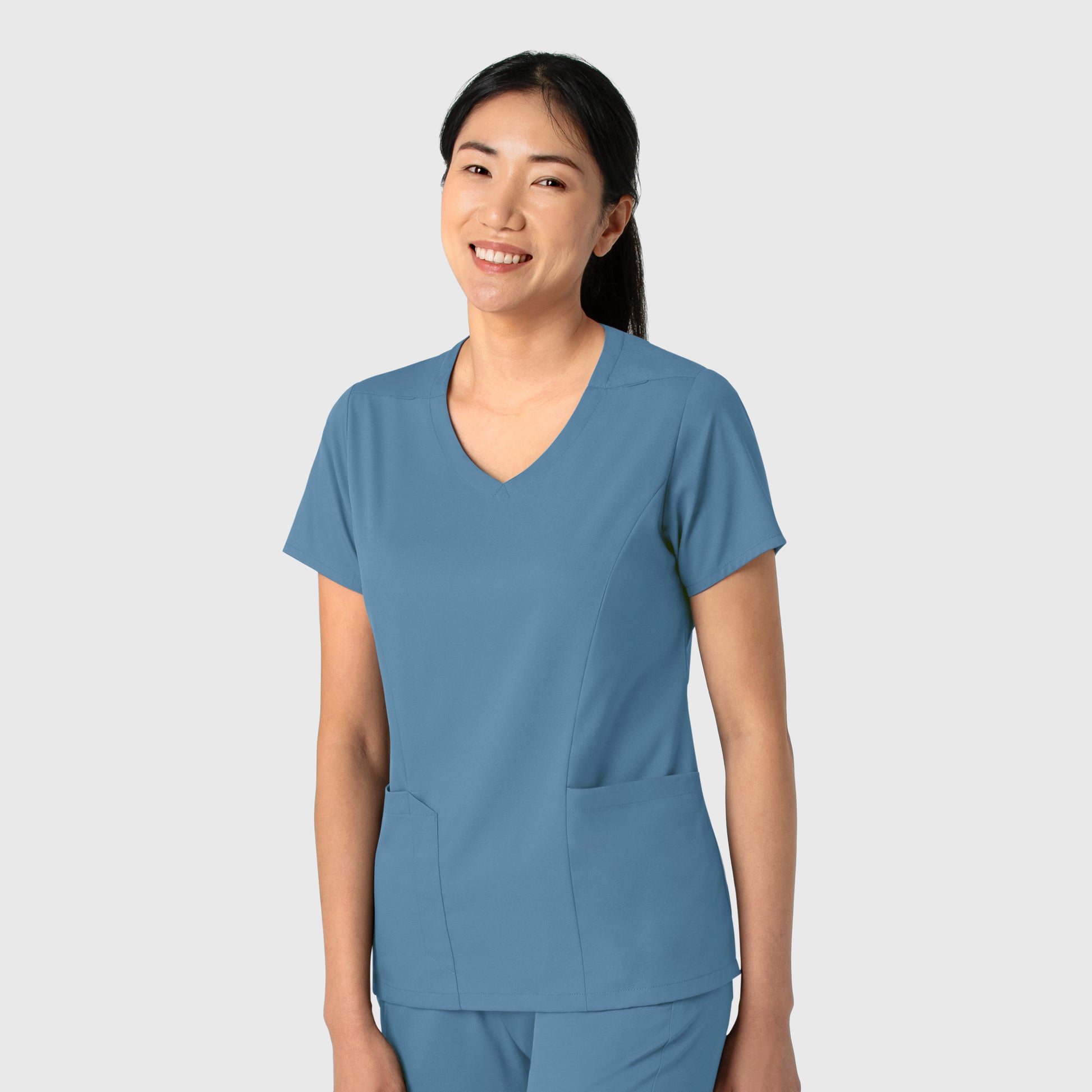 Boundless 6251 Women's 2-Pocket V-Neck Scrub Top Pacific Blue