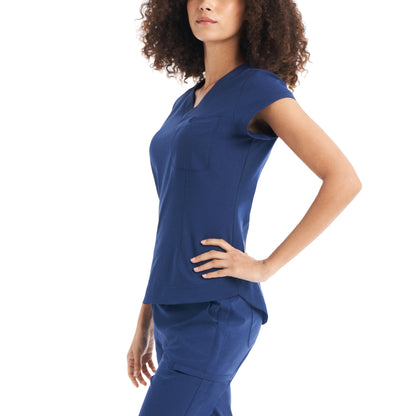 CRFT WT128 Women's 1 Pocket V Neck Scrub Top Navy Image