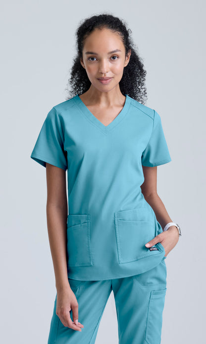Grey's Anatomy Stretch GRST011 Emma Top Ice Blue - front