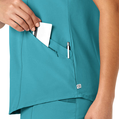 RENEW 6134 V-Neck Scrub Top Teal Blue Model Image Alternate | Wink