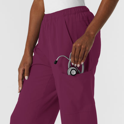 NURTUR 5180 Women's Straight Leg Cargo Scrub Pants Wine
