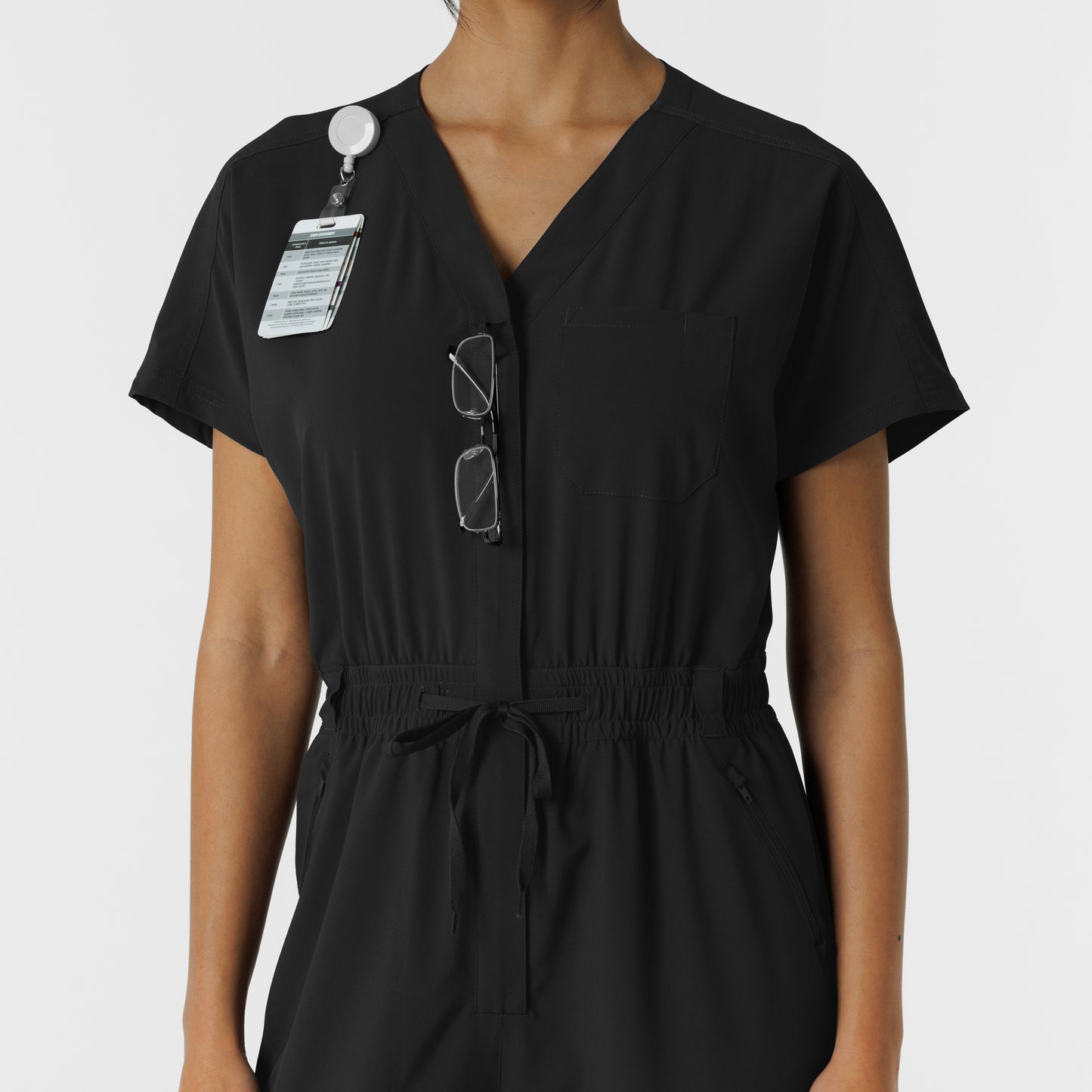 RENEW 3234 Cargo Jogger Scrub Jumpsuit Black Model Image Alternate | Wink