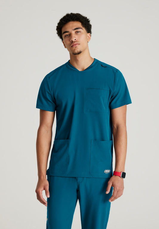 Skechers SKT193 Thesis Scrub Top Bahama Model Image Front | Barco