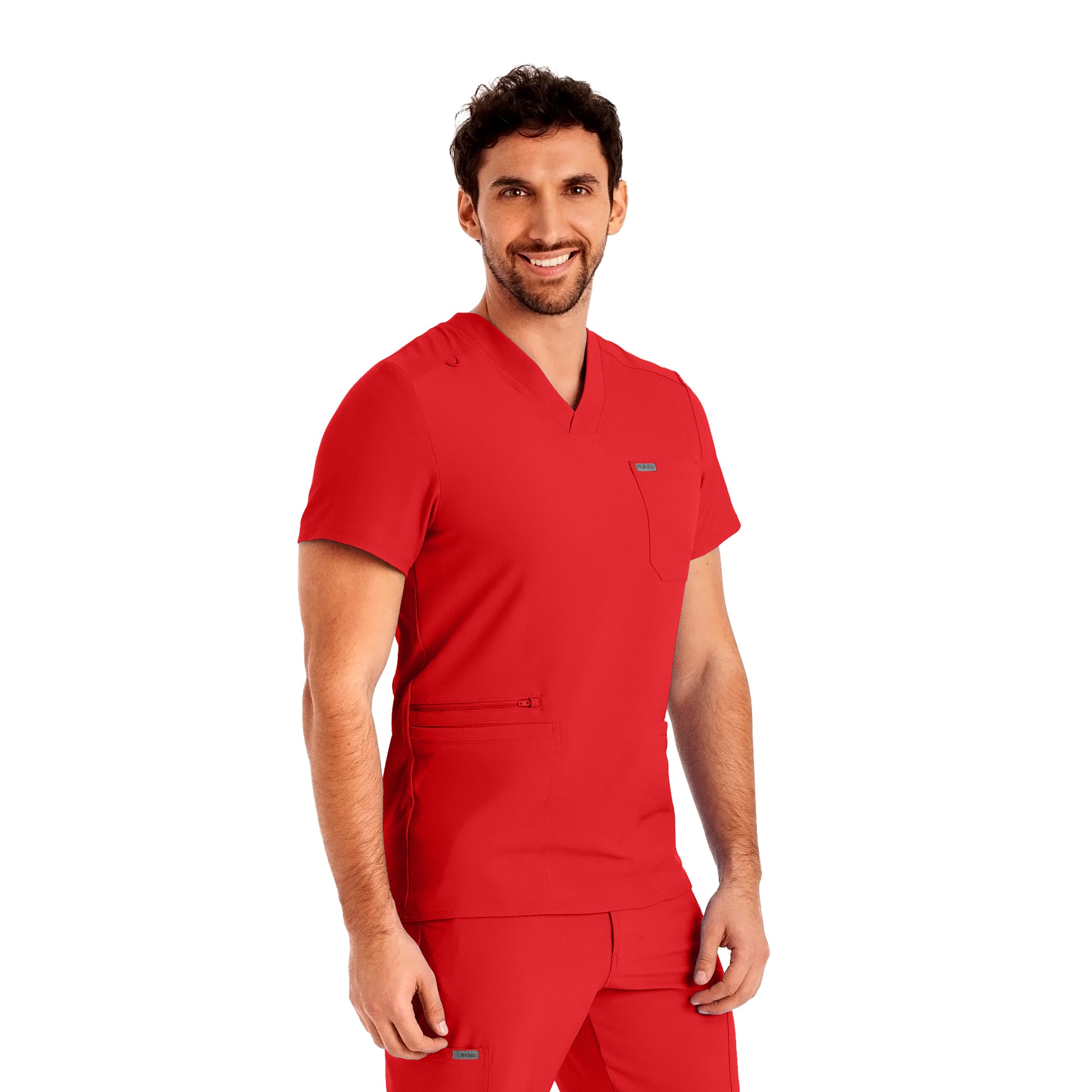 Forward LT110 Men's 4 Pocket V Neck Scrub Top Red Image