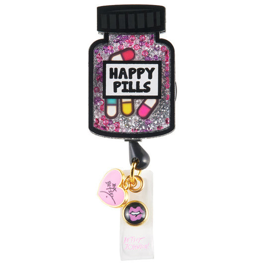 Betsey Johnson BA156 Betsey Retractable Badges Happy Pill Bottle